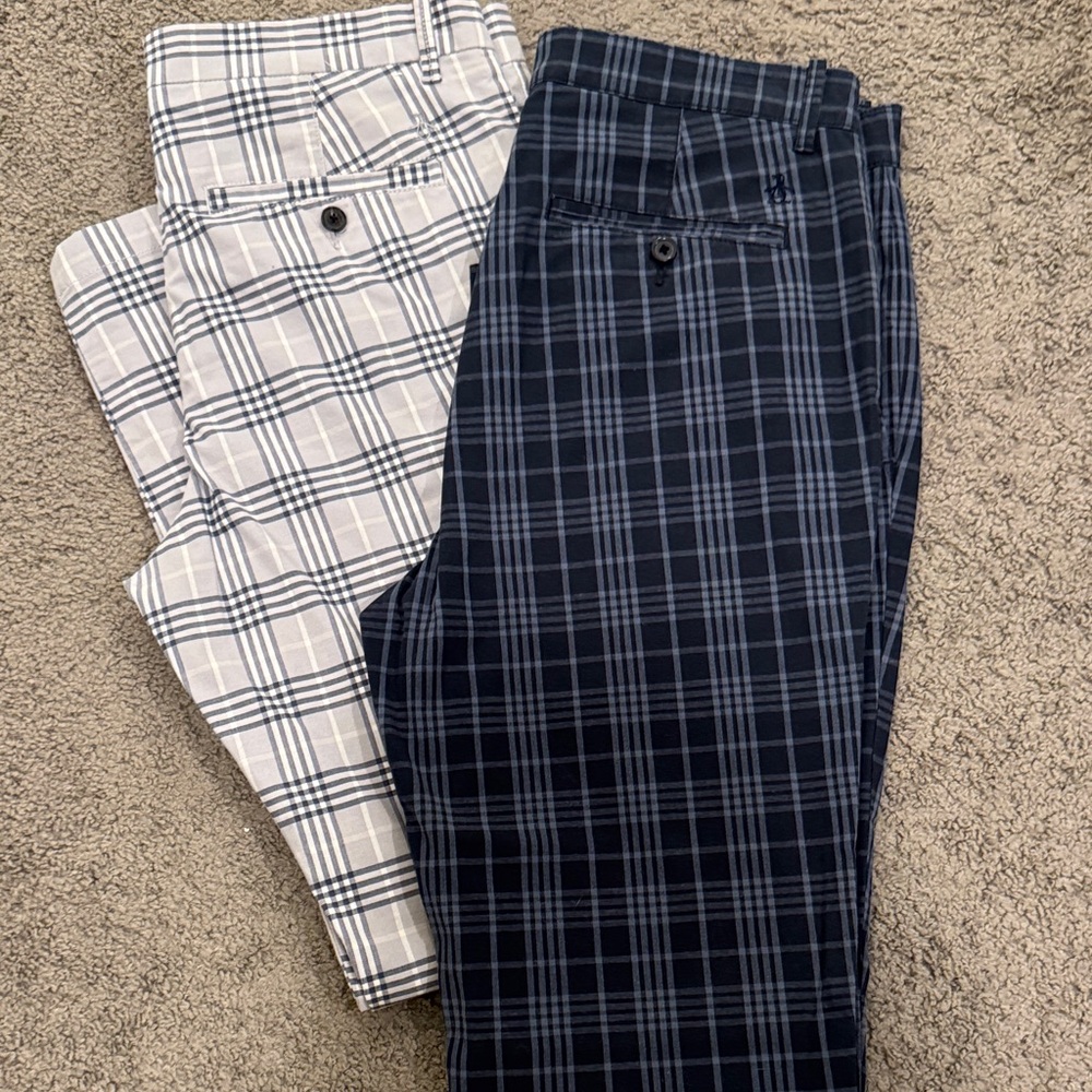 Original Penguin Plaid Chinos - Navy and Cream